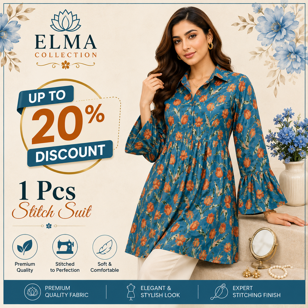 Chiffon Printed Top - Stylish Women's Stitched Wear 1 Pc