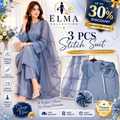 Grey 3Pcs Women's Stitched Plain Suit with Organza Dupatta