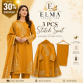 Mustard Embroidered 3-Piece Women Suit