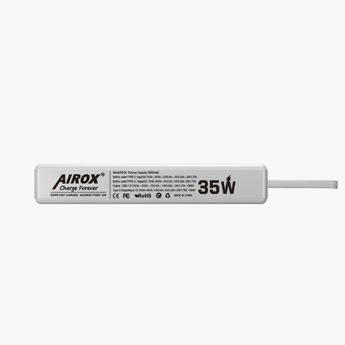 Airox PB26 Fast Charging 35 Watt Powerbank 18k-mAh