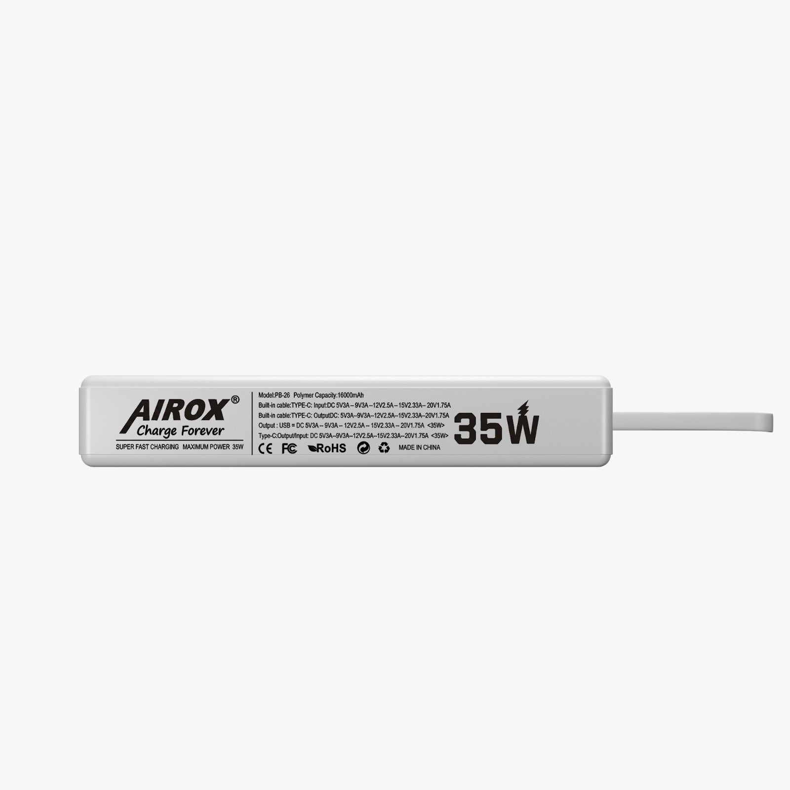 Airox PB26 Fast Charging 35 Watt Powerbank 18k-mAh